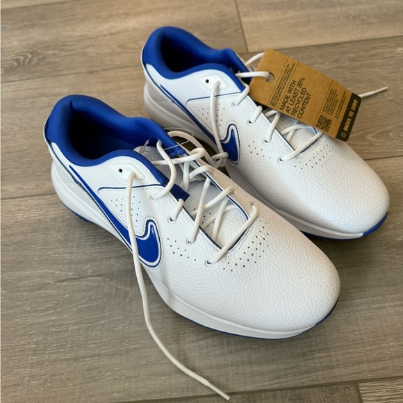 Nike Men's White and Blue Victory Pro Golf Shoes - Picture 2 of 10